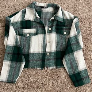 Green Plaid Cropped Jacket Shien